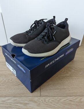 Skechers Leather Training Shoes – Black/White, Men's 9.5